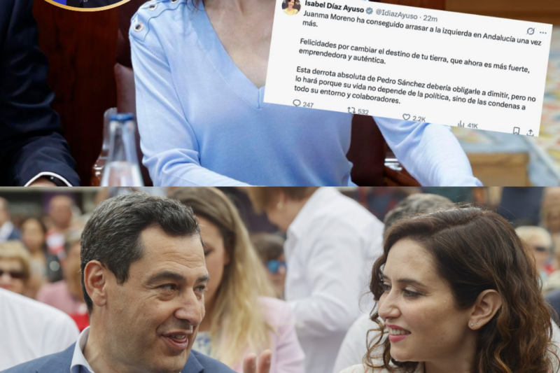 Ayuso desató una nueva tormenta política al enviar un mensaje directo contra Pedro Sánchez tras la victoria de Juanma Moreno en Andalucía. Las redes sociales se inundaron de elogios y críticas, poniendo al presidente de la Real Madrid en el centro de la atención.