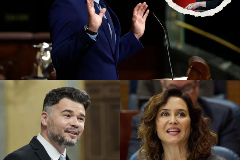 Todo parecía una pregunta normal… hasta que Rufián respondió. Sus comentarios sobre la futura carrera de Ayuso tras dejar la política causaron revuelo durante el debate, creando una atmósfera de risas incómodas, silencio y tensión en el plató. Las redes sociales reaccionaron de inmediato, convirtiendo ese momento en uno de los eventos más comentados del día.