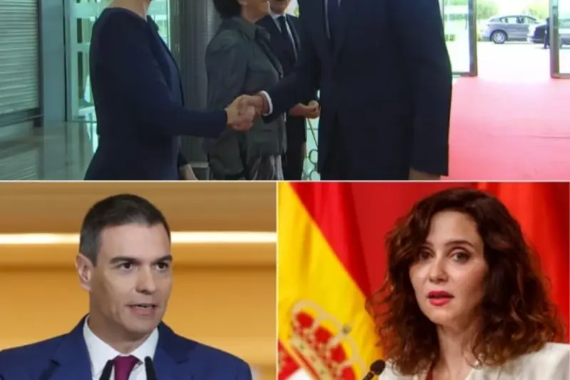 Pedro Sánchez y Ayuso protagonizan un saludo helado ante la llegada de León XIV: el gesto que eclipsó por unos segundos la visita del Papa |BV